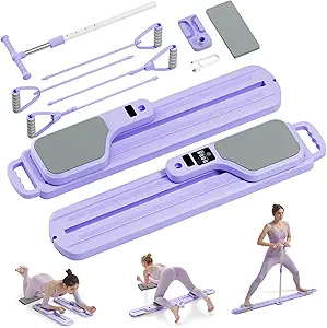 Multifunctional Pilates Reformer Machine – Home Pilates Kit with Reformer Board, Resistance Bands, and Digital Display for Reps, Calories & Timer – Complete Workout Set for Women
