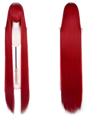 Red Extra-Long Cosplay Wig – 150 cm / 4.9 ft | Heat-Resistant Straight Synthetic Hair | Anime & Costume Wig Available in Multiple Colors