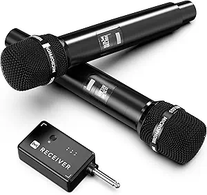 Wireless Microphone with One-to-One Chip Connection – 40H Rechargeable Battery, 200FT Range, Plug & Play, Ergonomic Design, Low-Latency Mic for Singing, Speaking, and Parties