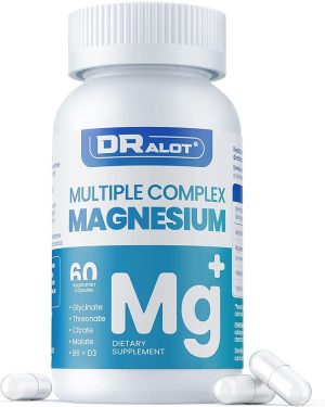 Quadruple Magnesium Complex – 400mg | Chelated Magnesium Glycinate, L-Threonate, Citrate & Malate | Enhanced Absorption with Vitamins D3 & B6 | Supports Sleep, Heart, Muscle & Nerve Health | Non-GMO, 60 Vegan Capsules