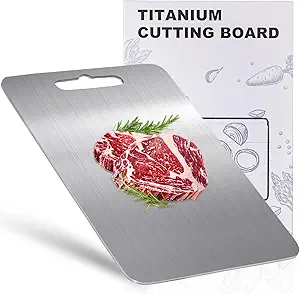 Premium 100% Titanium Cutting Board – Dishwasher-Safe Chopping Board with Handle, Reversible Charcuterie & Serving Board for Kitchen, Outdoor Cooking, Camping, and Housewarming Gifts (18" x 12")
