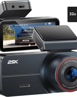 2.5K Car Dash Camera with 3.39" IPS Screen & 32GB Card – Features a 160° wide-angle front lens, loop recording, and G-sensor for day and night security. Supports up to 256GB memory for extended storage.