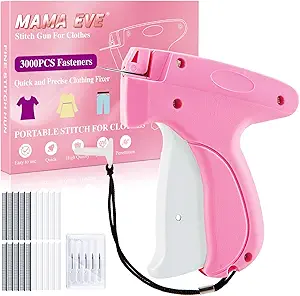 Carmine Handheld Stitch Gun for Clothes – Quick Clothing Fixer & Tagging Tool – Includes 6 Needles, 1500 Black Fasteners & 1500 White Fasteners