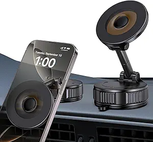 Light Face Nano Gel Magnetic Phone Holder – 360° Adjustable Suction Cup Mount for Car, Gym, Mirror, and Smooth Surfaces | Hands-Free Dashboard Phone Stand, Compatible with iPhone & Android (Black)