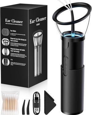 Electric Ear Wax Removal Kit – Rechargeable, IPX6 Water-Resistant, 4-Mode Retractable Ear Cleaner with USB Charging – Safe In-Home Ear Washing Tool for Adults