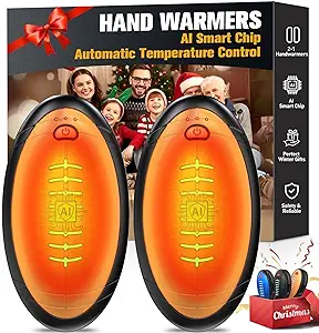 Rechargeable Hand Warmers – 2 Pack | Electric Temperature-Controlled Heater | Football-Shaped Portable Hand Warmer | Quick-Charge, Perfect for Christmas Gifts, Outdoor Activities, Hunting, Golf, Camping, and More
