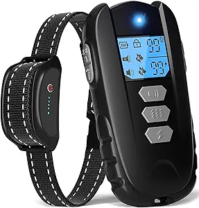 Waterproof Dog Training Collar with Remote – Adjustable Shock, Vibration & Beep (Levels 1-99) – Rechargeable E-Collar with Flashlight for Small, Medium, and Large Dogs, Black
