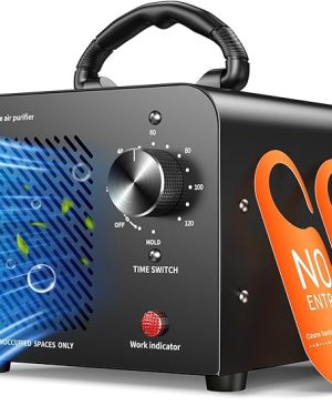 48,000mg Ozone Generator – High-Capacity Commercial O3 Air Purifier & Deodorizer, Portable Ionizer for Odor Removal in Cars, Homes, Pets, Smoke, and Industrial Spaces up to 4,000 Sq. Ft (Black)