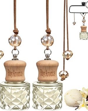 Hanging Car Air Freshener, 2-Pack – Long-Lasting (30–45 Days), Natural Essential Oil Diffuser for Car, Home, or Office – Vanilla Cream Scent