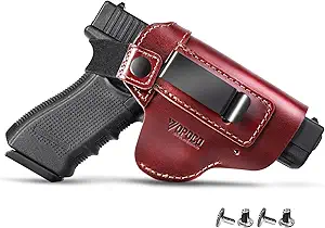 IWB Genuine Leather Universal Gun Holster – Concealed Carry for Men & Women, Fits Glock 17/19/42/43X, Taurus G2/G2C/G3C, Sig P365/P320, Springfield Hellcat, M&P 9mm Shield & Most Standard Pistols