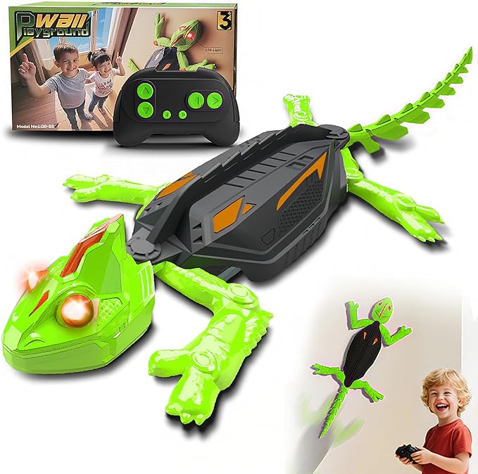 Rechargeable RC Wall-Climbing Chameleon Toy for Kids – Remote Control Lizard with LED Eyes, Dual-Mode Floor & Wall Driving – Fun Gift for Boys and Girls Ages 3+