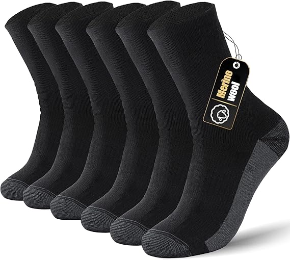 3 Pairs Men’s Merino Wool Socks – Warm, Cushioned Winter & Hiking Socks for All-Day Comfort