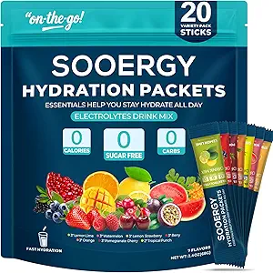 Electrolyte Powder Packets – Sugar-Free Hydration Mix, 7 Flavors | Daily IV-Style Electrolyte Drink with Vitamins, Zero Calories | 20 Stick Packs for Rehydration