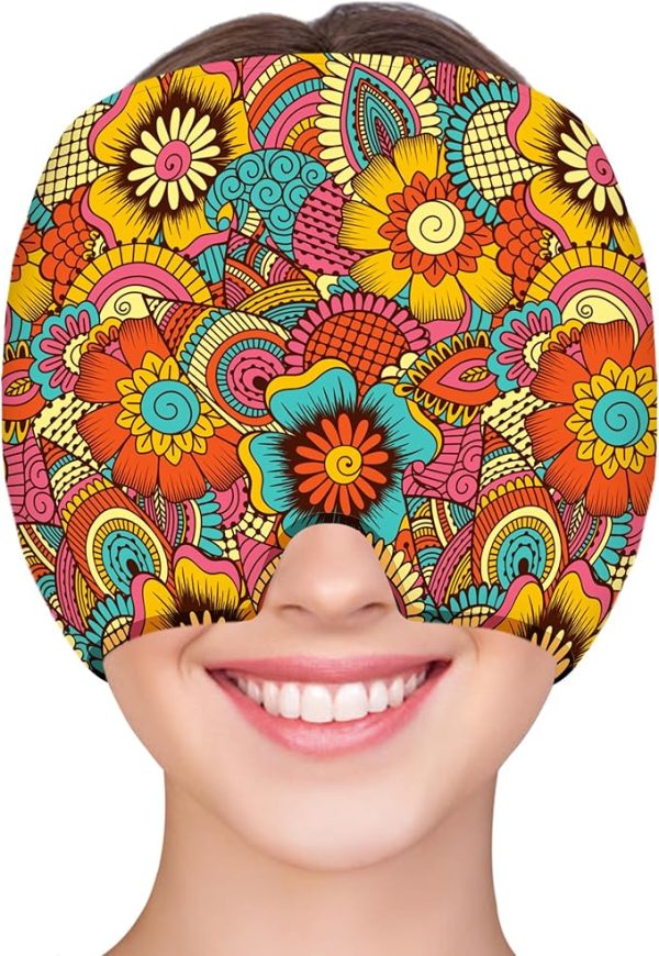 ZNÖCUETÖD Migraine Relief Cap – Hot & Cold Head Wrap for Headache, Migraine, Sinus, Stress, Tension, and Hangover Relief – Ice Pack Beanie for Women