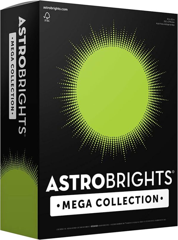 Astrobrights Mega Collection Colored Paper – Bright Green, 625 Sheets, 24 lb / 89 gsm, 8.5" x 11" – Extra Sheets! (91622)
