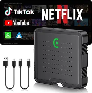 Wireless CarPlay & Android Auto Adapter – Plug & Play AI Box with Netflix/YouTube Support, Mini Wireless CarPlay Dongle for OEM Wired CarPlay Cars
