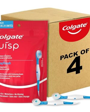 Colgate Max Fresh Wisp Disposable Mini Travel Toothbrushes, Peppermint Flavor, 24-Count (4-Pack)
