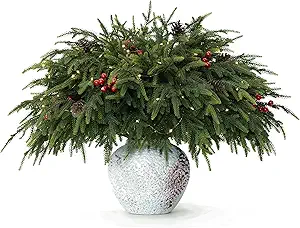 WHANLEY L&Q 20-Piece 23" Pre-Lit Christmas Norfolk Pine Branch Set – Battery-Operated Warm Lights – Holiday Decorations for DIY Crafts, Wreaths, Garlands & Christmas Displays