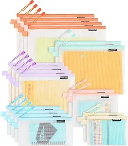 18-Piece EVA Frosted Mesh Zipper Pouch Set – 6 Sizes, 6 Colors, Waterproof, for Travel, School, Office & Home Organization (Multicolor)