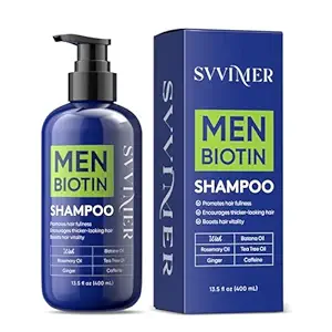 Svvimer Hair Growth Shampoo for Men – Biotin-Infused Thickening Shampoo with Rosemary, Tea Tree Oil & Caffeine for Hair Loss and Thinning – 13.5 fl oz (1 Pack)