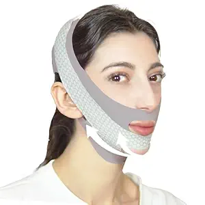 V-Line Lifting & Chin Strap Mask – Face Lifter, Jawline Shaper, Double Chin Reducer, Sleep Support & Snoring Solution (Grey)