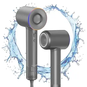 Professional High-Speed Ionic Hair Dryer – 150,000 RPM Brushless Motor, 1600W Fast Drying, Lightweight & Quiet Blow Dryer with Magnetic Nozzle – Negative Ion Technology for Smooth, Shiny Hair (Grey)