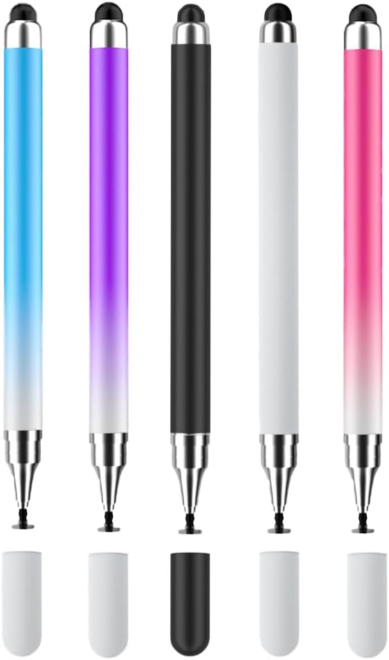5-Pack Stylus Pens for Touch Screens – 2-in-1 High Precision Capacitive Pens, Compatible with iPad, iPhone, Android Tablets & All Universal Devices