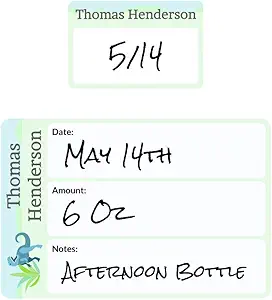 Name Bubbles Reusable Baby Bottle Labels – 20 Waterproof, Washable Name Tags for Bottles, Sippy Cups & Snack Containers, Write-On Baby Stickers (Dinosaurs)