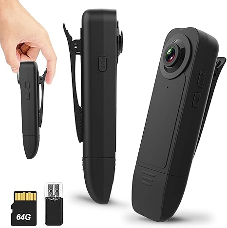 Mini Body Camera with Audio & Video Recording – 1080P Wearable POV Camera with 64GB Storage, Night Vision, and Pocket-Sized Design for Security, Guard Duty, and Travel Recording