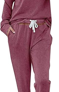Cysincos Women’s 2-Piece Sweatsuit – Long Sleeve Pullover & Drawstring Jogger Sweatpants, Comfortable Loungewear & Pajama Set