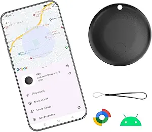 1-Pack AirTag for Android – Google-Certified Smart Tracker, Compatible with Find My Device (Find Hub) App, Key & Luggage Locator, No Subscription – Black