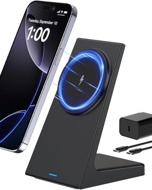 MagSafe Charger Stand – 20W Fast Magnetic Wireless Charging Station with 25W PD Adapter, Stickable Desk Charger for iPhone 12/13/14/15/16/17 Pro & Pro Max Series
