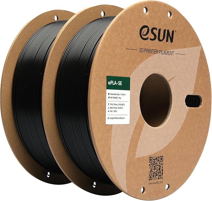 eSUN High-Speed PLA 3D Printer Filament – 1.75mm, 1KG Spools (2-Pack) – Black Premium PLA filament designed for fast, high-quality 3D printing. Each pack includes 2 spools of 1KG filament, compatible with most 1.75mm 3D printers. Ideal for smooth, precise prints at high speed.
