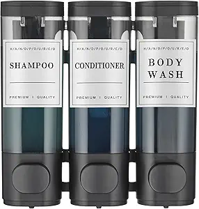 3-Chamber Wall-Mounted Shampoo, Conditioner & Shower Gel Dispenser