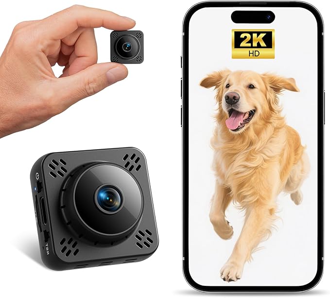Mini Security Camera – 2K Wireless WiFi Nanny Cam with Free Cloud Storage, Motion Detection & Night Vision – Works With or Without WiFi, Ideal for Home, Baby, Pet & Nanny Monitoring