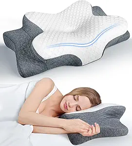 Ultra Cooling Neck Support Pillow – Adjustable Ergonomic Memory Foam for Neck Pain Relief, Odorless Contour Design, Orthopedic Comfort for Side, Back, and Stomach Sleepers