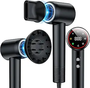 Professional High-Speed Hair Dryer – 160,000 RPM | 200 Million Ionic Technology | Includes Diffuser & Nozzle | Ideal for Home, Travel & Salon | 120V