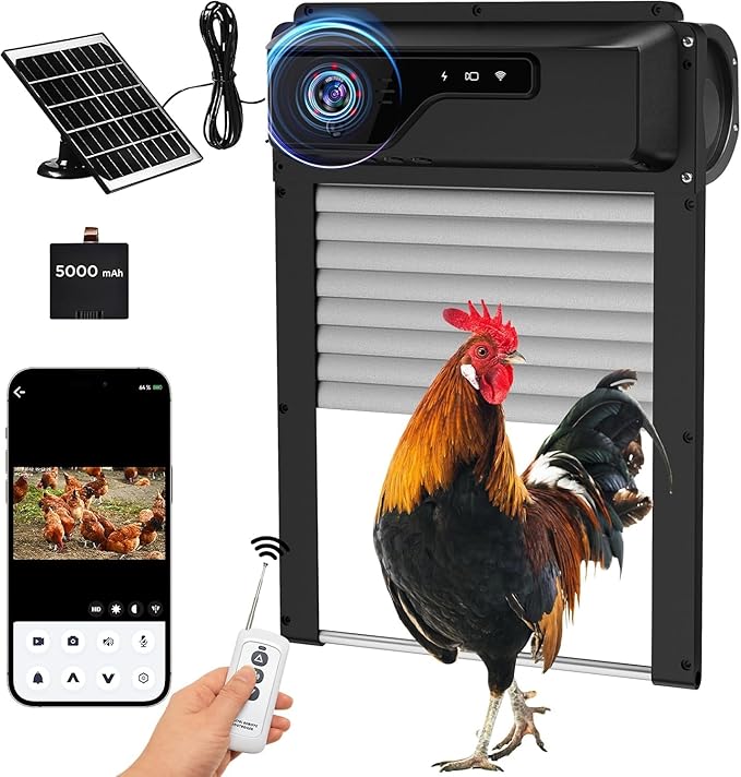 Automatic Chicken Coop Door with HD 1080P Camera