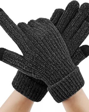 Sunico Winter Gloves for Men & Women – Warm Knit Thermal Gloves with Wool Feel, Touchscreen Friendly for Texting and Driving in Cold Weather