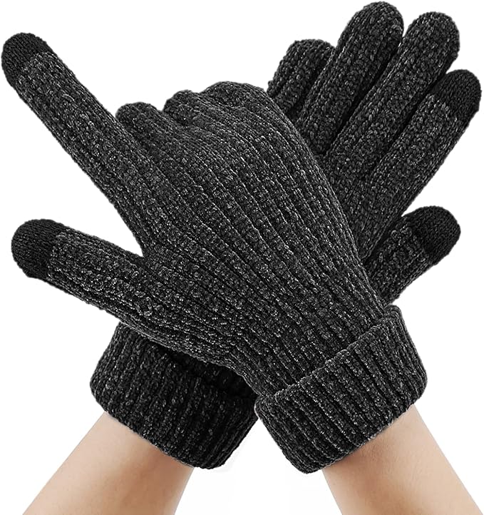 Sunico Winter Gloves for Men & Women – Warm Knit Thermal Gloves with Wool Feel, Touchscreen Friendly for Texting and Driving in Cold Weather