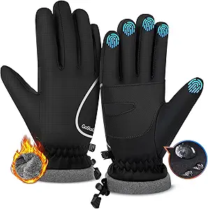 Unisex Winter Gloves – Waterproof & Thermal, Touchscreen-Compatible, Warm Gloves for Cycling, Running, Outdoor Work, and Cold Weather Activities – Black