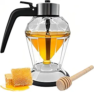 No-Drip Glass Honey Dispenser with Stand