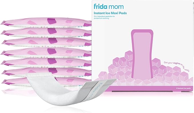 Frida Mom 2-in-1 Postpartum Pads – Absorbent Perineal Maxi Pads with Instant Cold Therapy Packs, Combining Comfort and Maternity Protection in One.