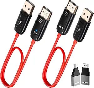 Wireless HDMI Transmitter & Receiver – 2.4/5G Dual-Band, Plug & Play, 4K HDMI Extender for Streaming Video and Audio from Laptop, PC, or TV Box to Monitor