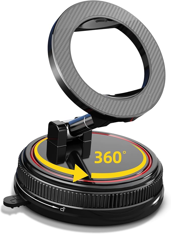 Magnetic 360° Car Phone Holder for Magsafe – Adjustable Suction Mount for iPhone, Android & Smartphones, Perfect Car Accessory & Gift
