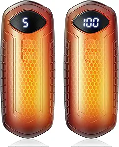 Rechargeable Hand Warmers – 2 Pack | 6000mAh Portable Electric Pocket Heater | 5 Adjustable Heat Settings | Ideal for Outdoors, Office, Travel, Hunting, Men, Women & Kids