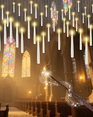 12-Piece Floating LED Candles with Magic Wand Remote – Flickering Warm Light, Built-in Batteries Included – Hanging Halloween & Christmas Decorations for Indoor Parties, Windows, Bedrooms, Classrooms, and Gifts