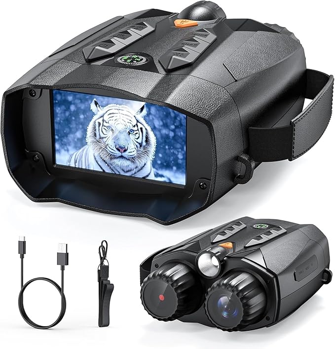 Night Vision Binoculars with 3” HD Display – Rechargeable 7000mAh Battery, Infrared Digital Zoom Goggles for Adults, Capture Photos & Videos, Ideal for Hunting & Camping (Black)