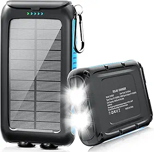 Solar Charger Power Bank 49,800mAh – Portable Waterproof External Battery with LED Flashlight, 15W Fast Charging USB-C, Compatible with All Phones & Electronic Devices