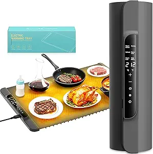 Electric Food Warming Mat – 14 Temperature Settings, 6 Heating Modes, Silicone Surface, 26x15 Inches – Perfect Kitchen Appliance for Keeping Food Warm